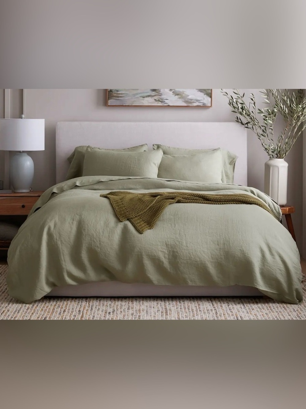 NWOT Quince European Linen 1 Piece Duvet Cover, Full/Queen (Willowleaf)